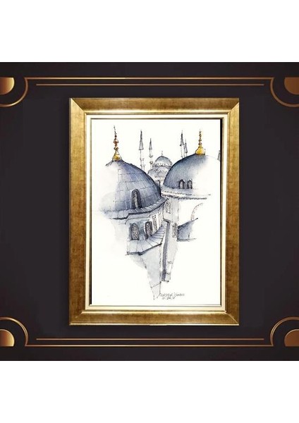 Altın Çerçeveli Paspartulu Tablo UP835