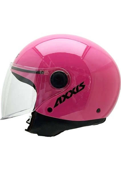 Square S Solid A8 Gloss Pink Yarım Motosiklet Kaskı - Xs