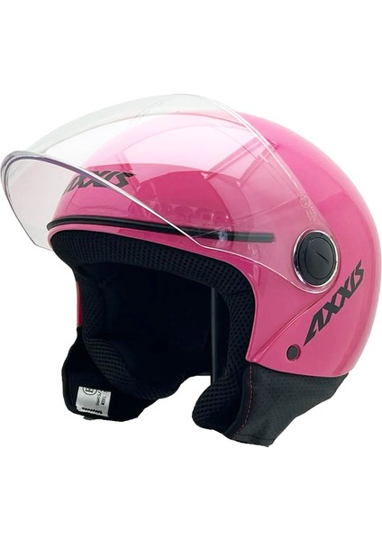 Square S Solid A8 Gloss Pink Yarım Motosiklet Kaskı - S