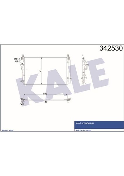 342530 Klima Kondenseri Hyundai IX55-VERACRUZ Al-Al 976063J100