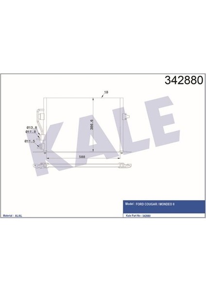 342880 Klima Kondenseri Ford Cougar Mondeo Iı-Al-Al 97BW19710AE