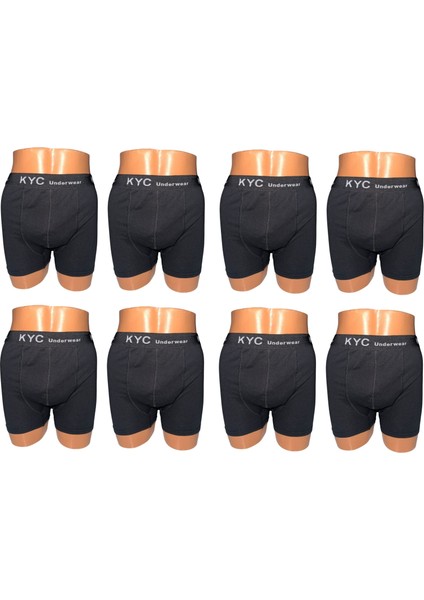 8 Adet Siyah Renk 1.kalite Pamuklu Likralı Penye Esnek Kumaş Boxer Baksır