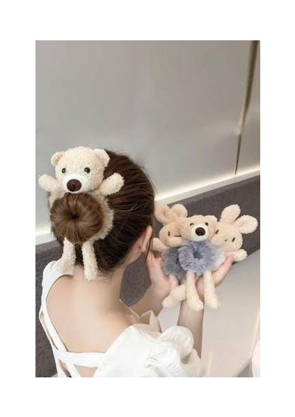 Tavşanlı & Ayıcıklı Peluş Lastik Saç Tokası 6'lı (6 Farklı Renkte)