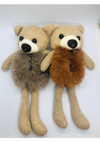 Tavşanlı & Ayıcıklı Peluş Lastik Saç Tokası 6'lı (6 Farklı Renkte) modelleri