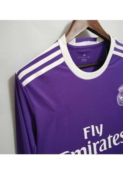 C.ronaldo Mor 2017 Cardiff Finali Realmadrid Retro Yetişkin Forması Uzun Kollu Unisex Maç Forması