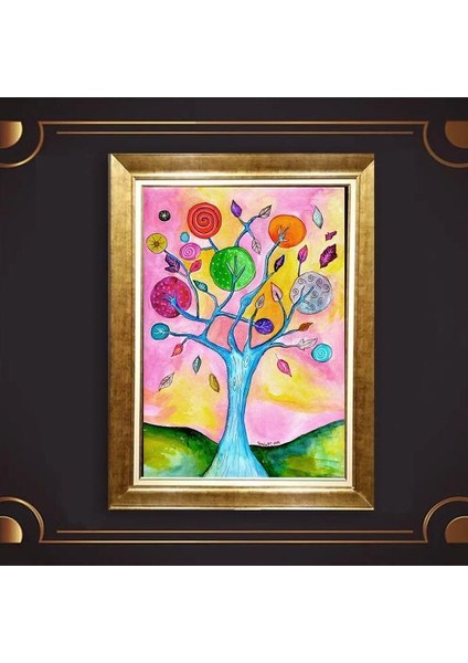 Altın Çerçeveli Paspartulu Tablo UP364