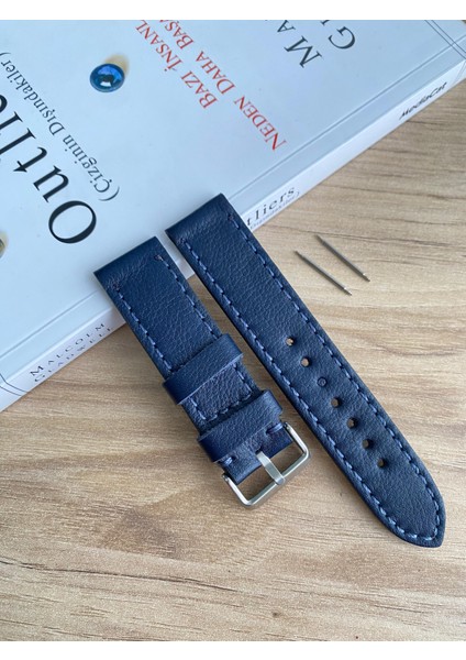 Lacivert Gerçek Deri Saat KORDONU.20,22,24,26MM.GENIŞLIK Seçenekleri. Sipariş Üzerine Üretilir