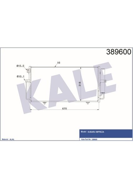 389600 Klima Kondenseri Subaru Impreza Al-Al 670X318X16 73210-FE010