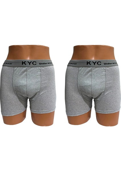 2 Adet Gri Renk 1.kalite Pamuklu Likralı Penye Esnek Kumaş Boxer Baksır
