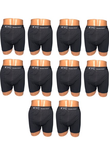 10 Adet Siyah Renk 1.kalite Pamuklu Likralı Penye Esnek Kumaş Boxer Baksır