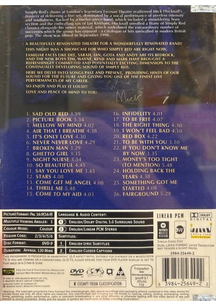 Simply Red – Live In London (DVD) fiyatları