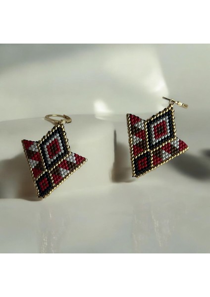 Etnik Desen Sallantılı Küpe, Ethnic Earrings, Miyuki, Taşlı Küpe