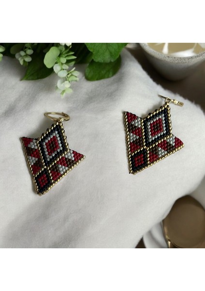 Etnik Desen Sallantılı Küpe, Ethnic Earrings, Miyuki, Taşlı Küpe fiyatları