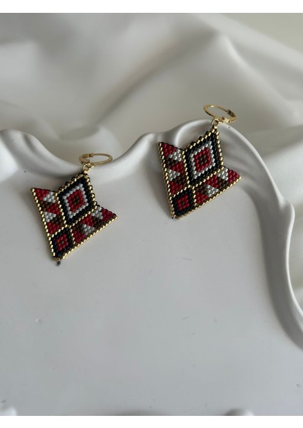 Etnik Desen Sallantılı Küpe, Ethnic Earrings, Miyuki, Taşlı Küpe modelleri