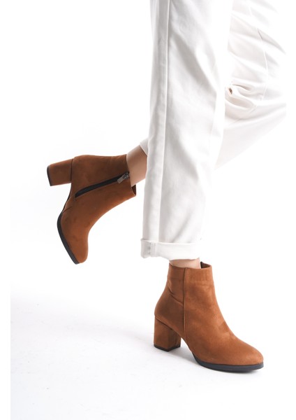 Kadın Taba Süet Düz Topuklu Kısa Bot fırsatları