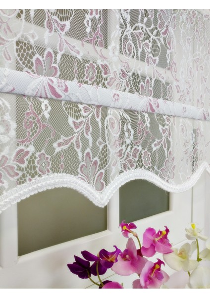 Çiftli Sistem Yeni Beyaz-Fuşya Yonca Dantel Series Tül + Stor fiyatları