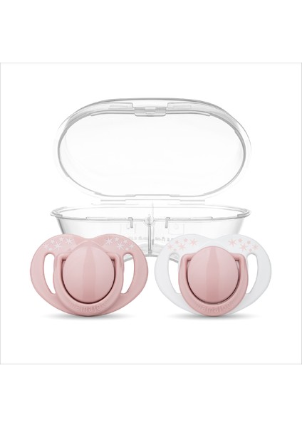 Ortodontik Damaklı Emzik, Powder Pink, 12+ Ay, Emzik Saklama & Sterilizasyon Kutulu, İkili Set