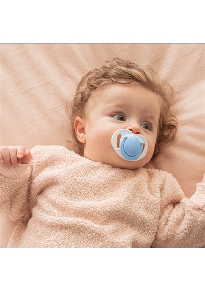 Ortodontik Damaklı Emzik, Powder Blue, 0+ Ay, Emzik Saklama & Sterilizasyon Kutulu, İkili Set
