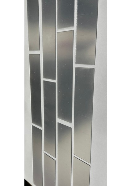 Dekoratif Tuğla Desenli Gümüş Pleksi 15 Adet 5X20CM Kendinden Yapışkanlı ) fiyatları