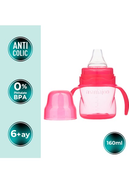 Damlatmaz Eğitici Kulplu Bardak, 160 ml, Pembe, 1 Adet