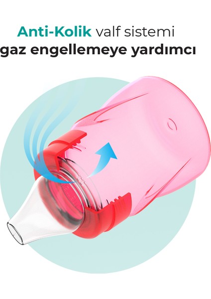 Damlatmaz Eğitici Kulplu Bardak, 160 ml, Pembe, 1 Adet