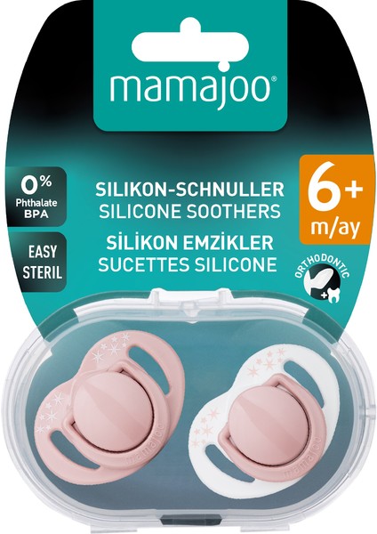 Ortodontik Damaklı Emzik, Powder Pink, 6+ Ay, Emzik Saklama & Sterilizasyon Kutulu, İkili Set