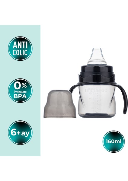 Damlatmaz Eğitici Kulplu Bardak, 160 ml, Siyah, 1 Adet