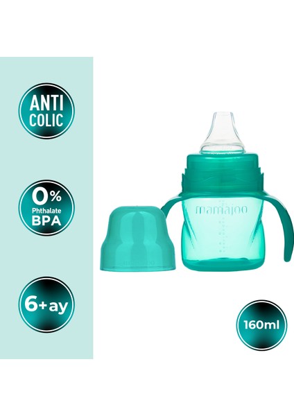 Damlatmaz Eğitici Kulplu Bardak, 160 ml, Yeşil, 1 Adet