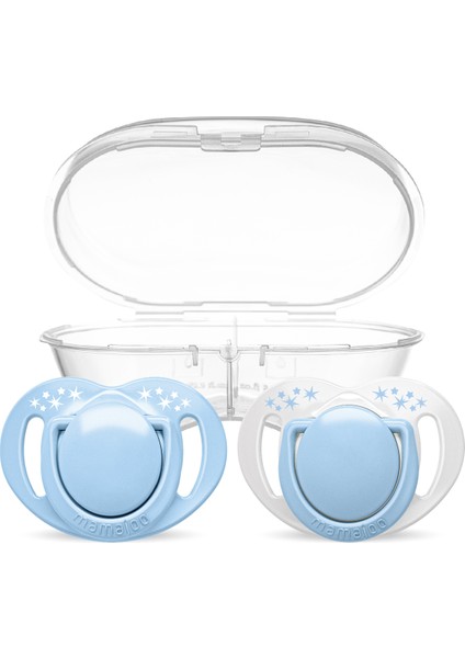 Ortodontik Damaklı Emzik, Powder Blue, 12+ Ay, Emzik Saklama & Sterilizasyon Kutulu, İkili Set