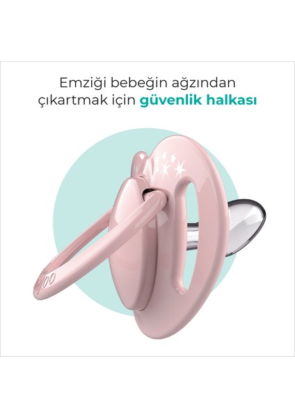 Ortodontik Damaklı Emzik, Powder Pink, 0+ Ay, Emzik Saklama & Sterilizasyon Kutulu, İkili Set