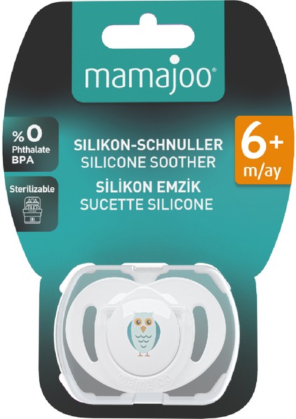 Ortodontik Damaklı Emzik, Baykuş, 6+ Ay, Emzik Saklama Kutusu, 1 Adet