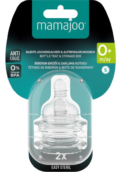Anti-Kolik Biberon Emzikleri, 0 Ay+, Yavaş Akışlı, 2li Paket