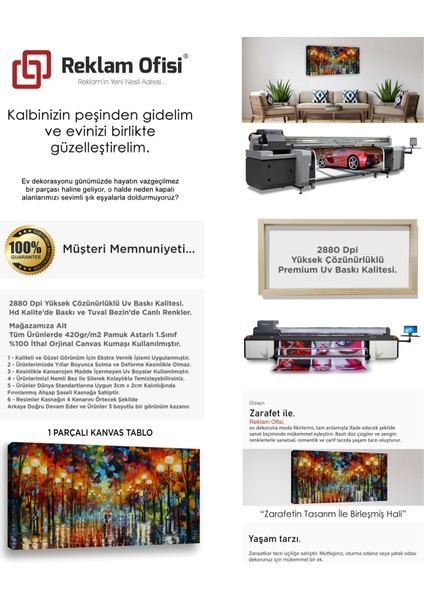 Yaz Akşamı, Yağmur, Işıklı Yol Temalı Modern Premium Kanvas Tablo