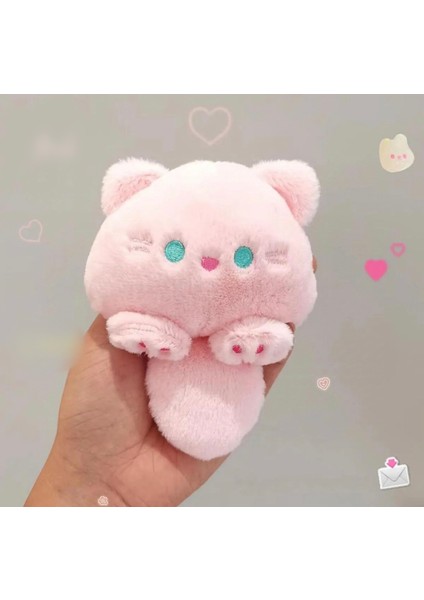 Pembe Kedi Anahtarlık Peluş 10CM Kuyruğu Düdüklü Kedi Peluş