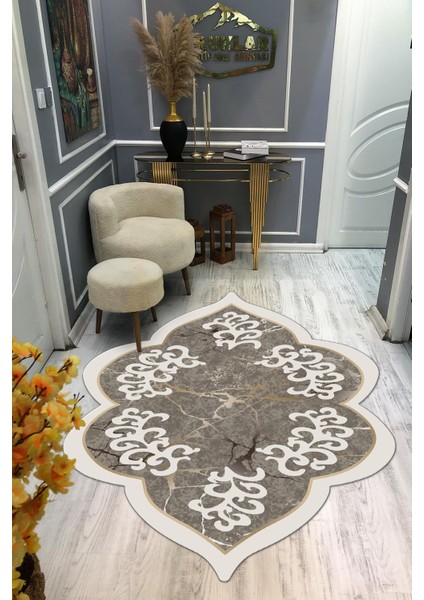 Kaymaz Taban Yıkanabilir Dijital Baskı Dekoratif Modern Desenli Elegance Serisi Lazer Kesim Dot Taban Halı ELG05