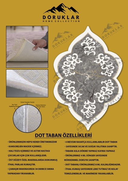 Kaymaz Taban Yıkanabilir Dijital Baskı Dekoratif Modern Desenli Elegance Serisi Lazer Kesim Dot Taban Halı ELG05 fiyatları