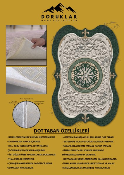 Kaymaz Taban Yıkanabilir Dijital Baskı Dekoratif Modern Desenli Elegance Serisi Lazer Kesim Dot Taban Halı ELG14 fiyatları