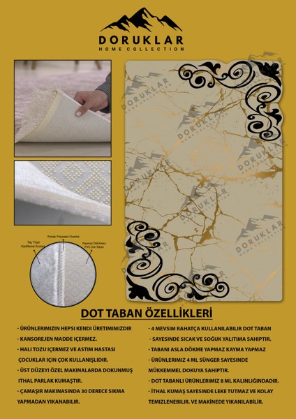 Kaymaz Taban Yıkanabilir Dijital Baskı Dekoratif Modern Desenli Elegance Serisi Lazer Kesim Dot Taban Halı ELG20 fiyatları
