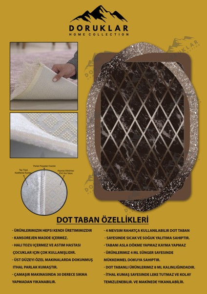 Kaymaz Taban Yıkanabilir Dijital Baskı Dekoratif Modern Desenli Elegance Serisi Lazer Kesim Dot Taban Halı ELG10 fiyatları