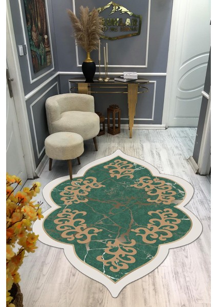 Kaymaz Taban Yıkanabilir Dijital Baskı Dekoratif Modern Desenli Elegance Serisi Lazer Kesim Dot Taban Halı ELG06