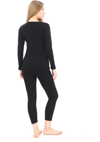 Unisex Siyah Termal İçlik Takım , Kışlık Sıcak Tutan Alt Üst Termal Takım indirimleri