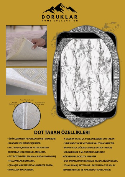 Kaymaz Taban Yıkanabilir Dijital Baskı Dekoratif Modern Desenli Elegance Serisi Lazer Kesim Dot Taban Halı ELG12 fiyatları