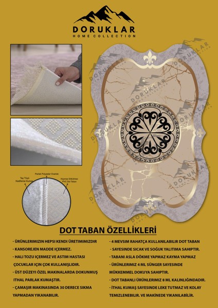 Kaymaz Taban Yıkanabilir Dijital Baskı Dekoratif Modern Desenli Elegance Serisi Lazer Kesim Dot Taban Halı ELG15 fiyatları
