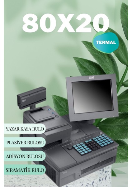 80X20 Termal Plasiyer Adisyon Yazıcı Sıramatik Rulosu 1 Paket 10 Adet 20MT