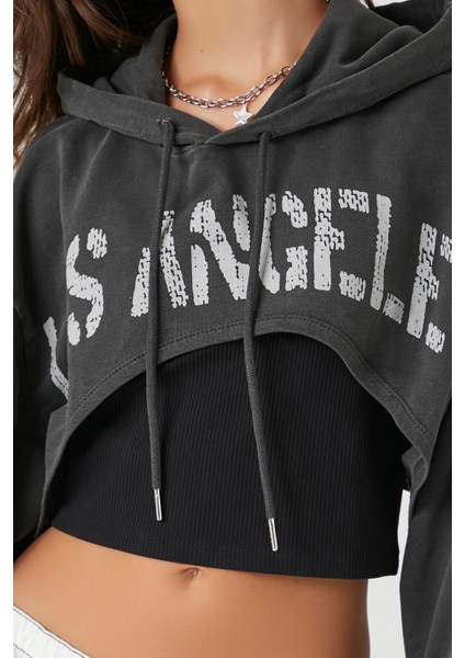 Baskılı Crop Sweatshirt