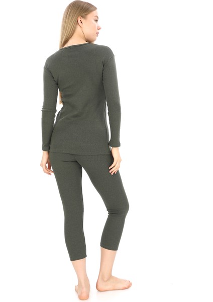 Unisex Haki Rengi Termal İçlik Takım , Kışlık Sıcak Tutan Alt Üst Termal Takım indirimleri