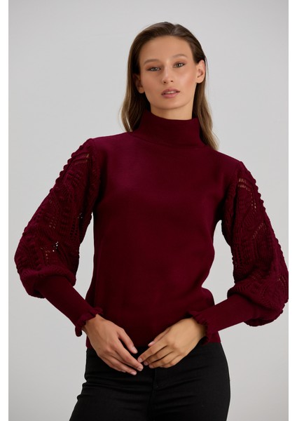 Kadın Triko Kolu Şık Örgü Detaylı Kazak fiyatları