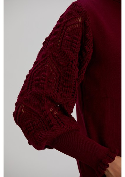 Kadın Triko Kolu Şık Örgü Detaylı Kazak modelleri