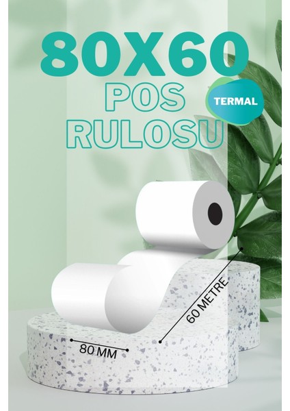 80X60 Termal Plasiyer Adisyon Yazıcı Sıramatik Rulosu 1 Paket 10 Adet 60MT