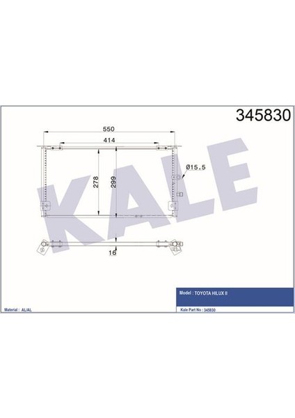 345830 Klima Kondenseri Hiıux 2.4d 97 Al Al 8846035200